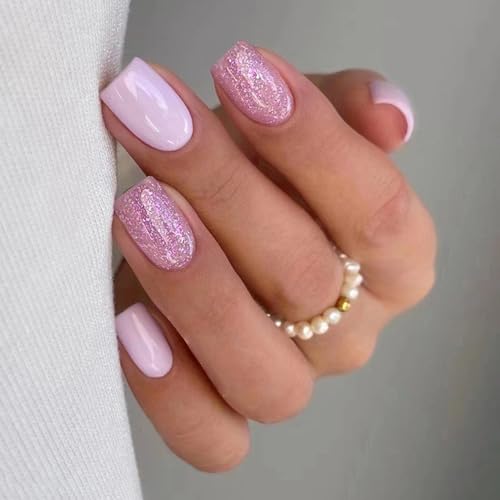 Pink glitter gel nail designs.