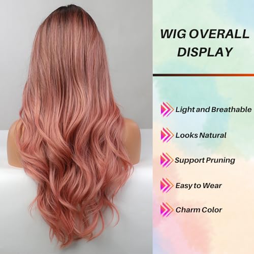 Pink human hair wig in hot color. - Image 4