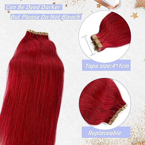 Crimson Red Human Hair Extensions 18 Inch Vibrant Color and Length - Image 5