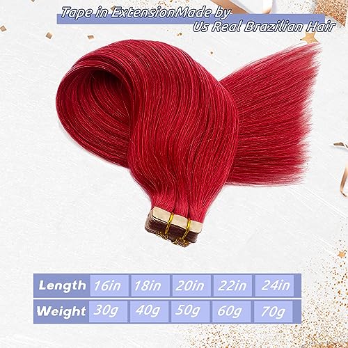 Crimson Red Human Hair Extensions 18 Inch Vibrant Color and Length - Image 4