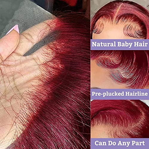 Vibrant Red Lace Front Human Hair Wig, 13x4 Inches, for Stylish Looks - Image 3