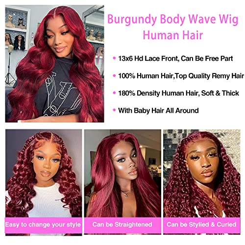 Vibrant Red Lace Front Human Hair Wig, 13x4 Inches, for Stylish Looks - Image 5
