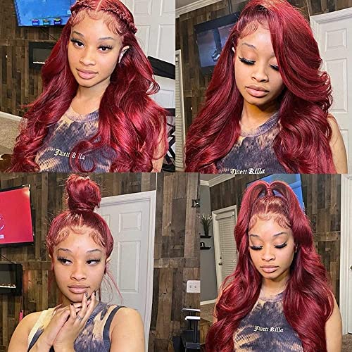 Vibrant Red Lace Front Human Hair Wig, 13x4 Inches, for Stylish Looks - Image 6