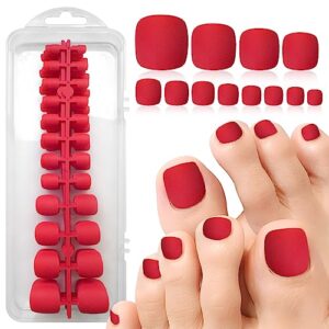 Red polish for toes.