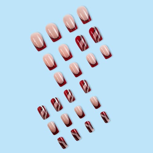 ?Red Square Acrylic Nails? - Image 4