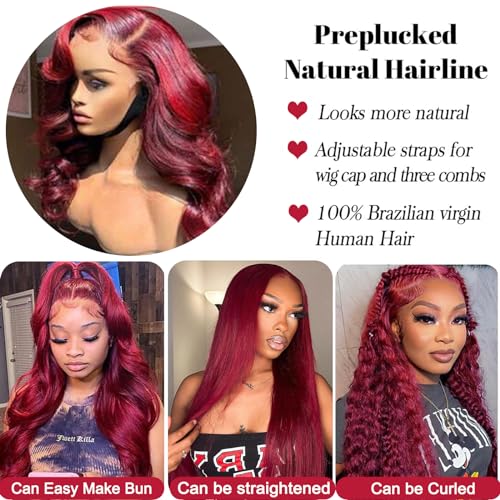 Red Wine 100% Human Hair Wig for a Natural Look and Comfortable Fit - Image 5