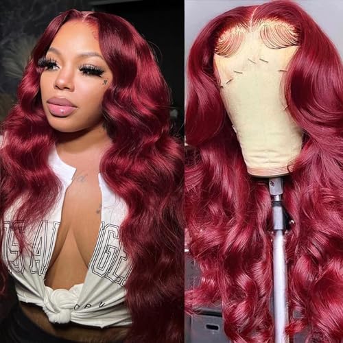 Red Wine 100% Human Hair Wig for a Natural Look and Comfortable Fit