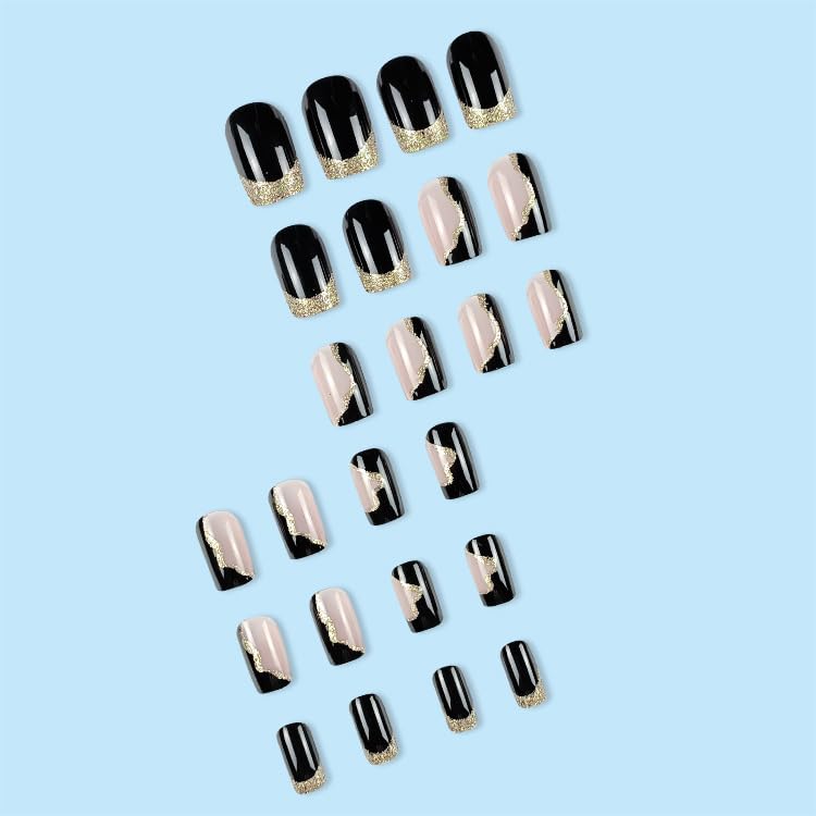 Short Black Square Acrylic Nails 24 Piece Set for Stylish Manicure - Image 7