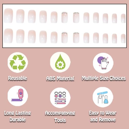 24 Piece Short French Acrylic Nails Set for Elegant Chic Nail Art - Image 3