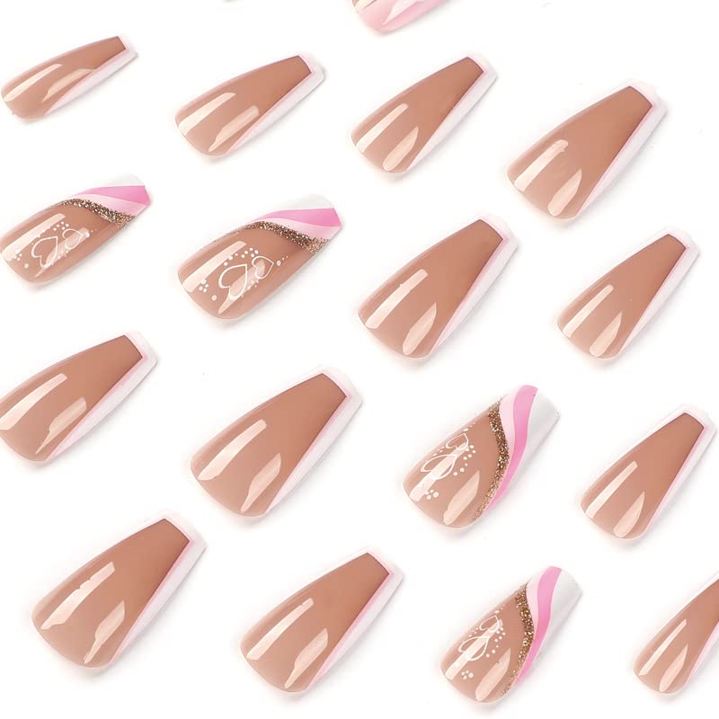 Short French tip acrylic coffin nails. - Image 5