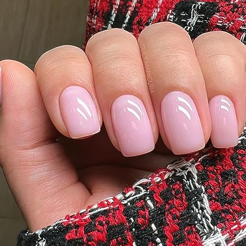 Short Light Pink Coffin Acrylic Nails 24 Count - Image 6
