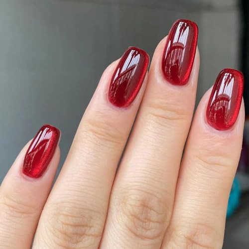 ?Short Red Square Acrylic Nails?