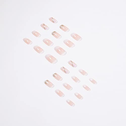 24 Piece Tortoiseshell Design Acrylic Nails Set Medium Length - Image 3
