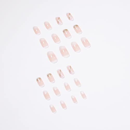 24 Piece Tortoiseshell Design Acrylic Nails Set Medium Length - Image 5