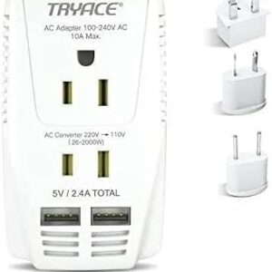 Travel-friendly hair brush with dual voltage for global use.
