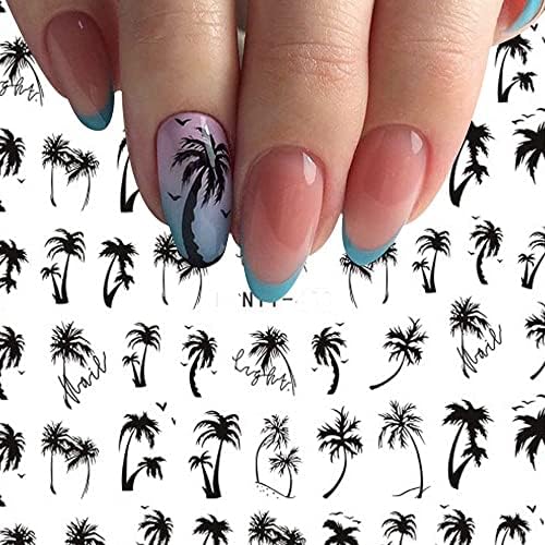 Tropical palm tree design on acrylic nails. - Image 7