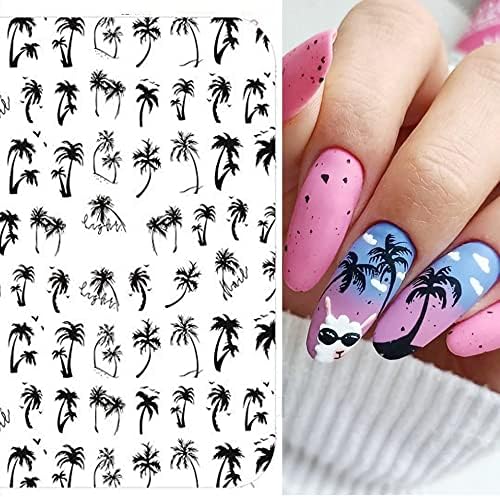 Tropical palm tree design on acrylic nails. - Image 8