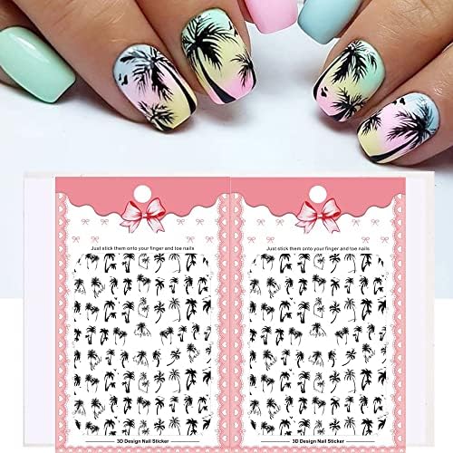 Tropical palm tree design on acrylic nails. - Image 4