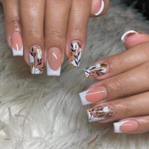 24 Piece Two Tone Acrylic Nail Set for Stylish Manicure, Durable Design