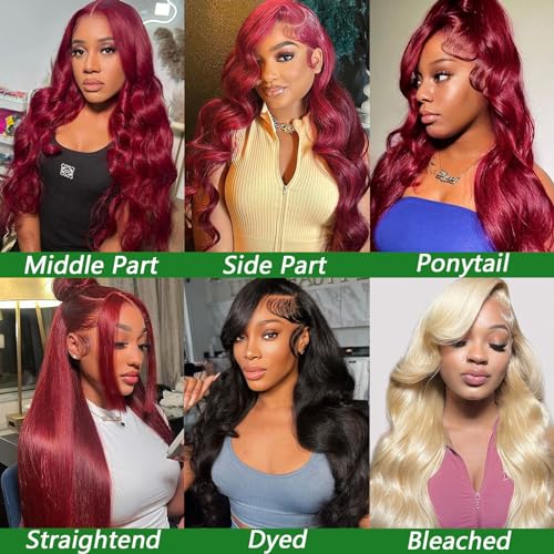 20-Inch Vibrant Red Human Hair Lace Wig for Women Natural Look - Image 3