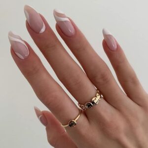 White abstract acrylic nails.