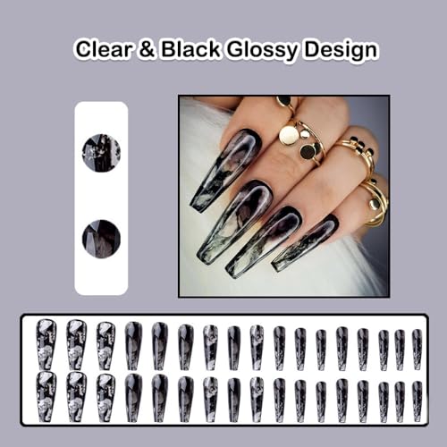 White & Clear Acrylic Nails - Image 2