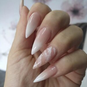 White French Acrylic Nail Set, 24 Pieces, Elegant Manicure, Easy Application