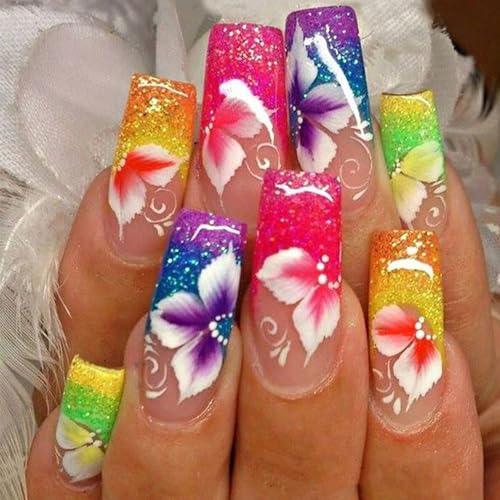 White Long Acrylic Nails for Elegant Manicure, 24 Pieces, Durable and Stylish