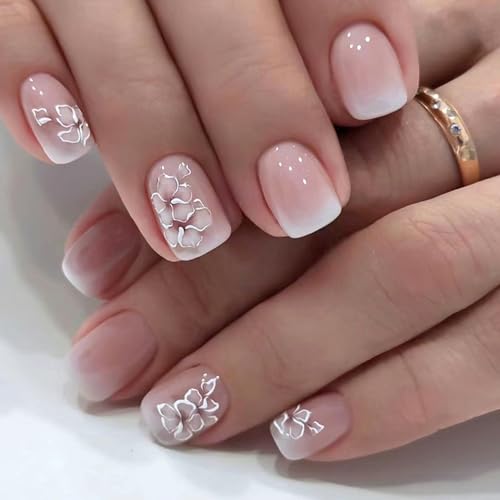White ombre acrylic nails.
