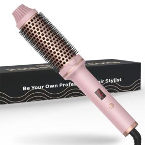 1.5 in Thermal Brush, 10 Temps Lcd Display Up to 410°F Curling Brush Curling Iron Heated Curling Brush, Double Ptc Ceramic Tourmaline Ionic Volumizing Brush (pink)