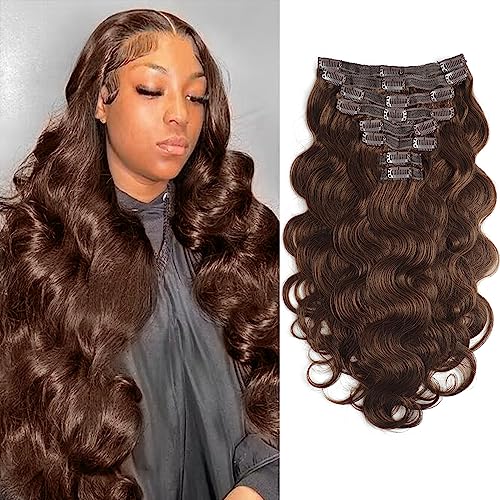 18 Inch 100% Human Chocolate Remy Hair Extensions for a Natural Look