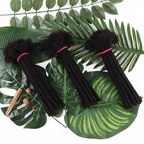 100% human hair dreadlocks extension handmade,natural black,0.6cm thickness,10 locs per bundle (4inch, Natural black) - Image 3