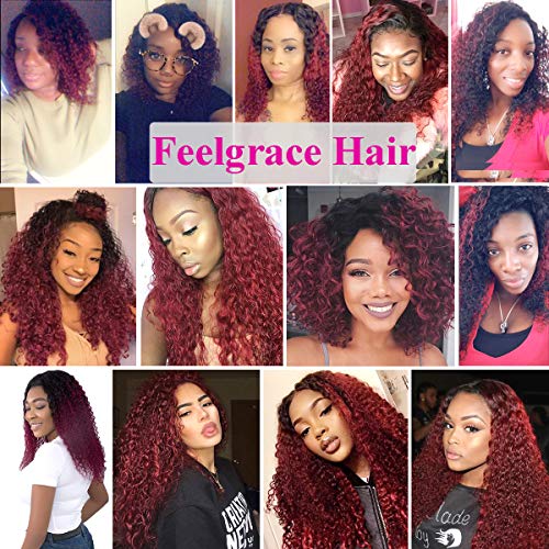 100% Real Brazilian Kinkys Curly Human Hair Weave Bundles (1 Piece, 100 Gram) Black to Burgundy 2 Tone Afro Kinky Curly Hair Bundles for Women Girls (10 Inch) - Image 2