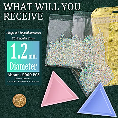 15000 Mini AB Diamond Beads for Nail Art - Iridescent Like Swarovski Crystals, 2 Trays - By BELLEBOOST - Image 5