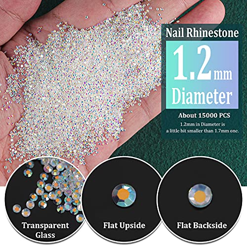 15000 Mini AB Diamond Beads for Nail Art - Iridescent Like Swarovski Crystals, 2 Trays - By BELLEBOOST - Image 2