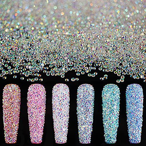 15000 Mini AB Diamond Beads for Nail Art - Iridescent Like Swarovski Crystals, 2 Trays - By BELLEBOOST