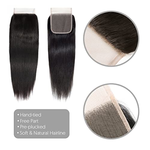 15A Brazilian Virgin Remy Straight Human Hair Lace Closure 10 Inch Natural Color Free Part - Image 4