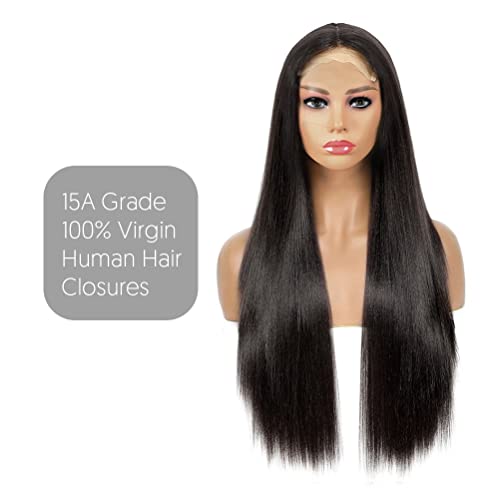 15A Brazilian Virgin Remy Straight Human Hair Lace Closure 10 Inch Natural Color Free Part - Image 2