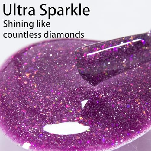 16ml Color Changing Gel Nail Polish, Glitter Gradient Temperature Changing Nail Gel, Diamond Shining Opal Mood Nail Polish Change Colors Soak off UV Light for Nail Art(Pink) - Image 4