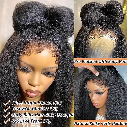 18 Inch 180% Density 6x6 HD Lace Closure 4C Kinky Curly Edges Wear and Go Wig - Image 2