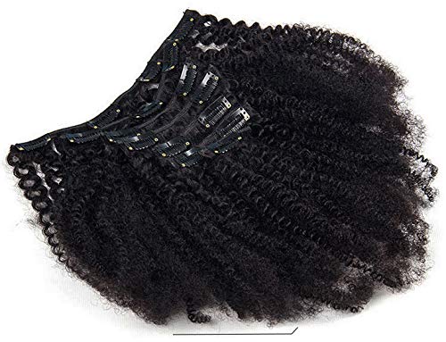 #1B Color Afro Kinky Curly Human Hair Clip in Extensions Virgin Mongolian Human Hair Clip in Hair Extensions for Black Women 7pcs/set 120gram/set (14inch) - Image 3