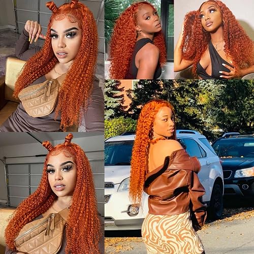 26 28 30 Inch Brazilian Remy Ginger Water Wave Human Hair Bundles - 3 Orange Pieces - Image 2