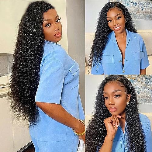 26 28 30 Inch Human Hair Bundles Deep Wave 3 Bundles 100% Unprocessed Brazilian Virgin Human Hair Curly Deep Wave Bundles 300G Machine Double Weft Natural Black Color - Image 6