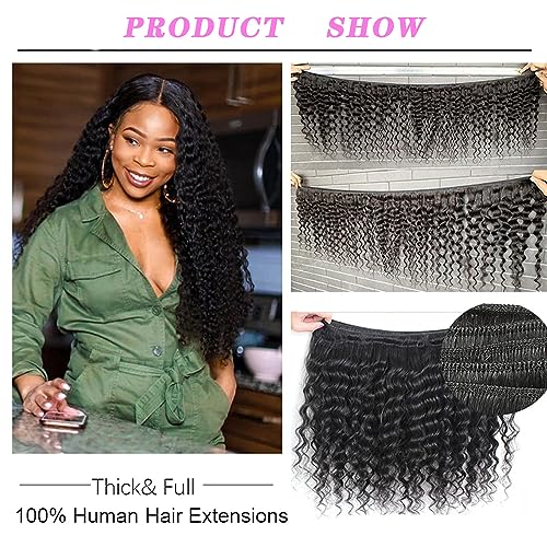 26 28 30 Inch Human Hair Bundles Deep Wave 3 Bundles 100% Unprocessed Brazilian Virgin Human Hair Curly Deep Wave Bundles 300G Machine Double Weft Natural Black Color - Image 5