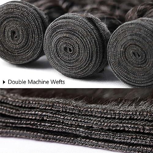 26 28 30 Inch Human Hair Bundles Deep Wave 3 Bundles 100% Unprocessed Brazilian Virgin Human Hair Curly Deep Wave Bundles 300G Machine Double Weft Natural Black Color - Image 8