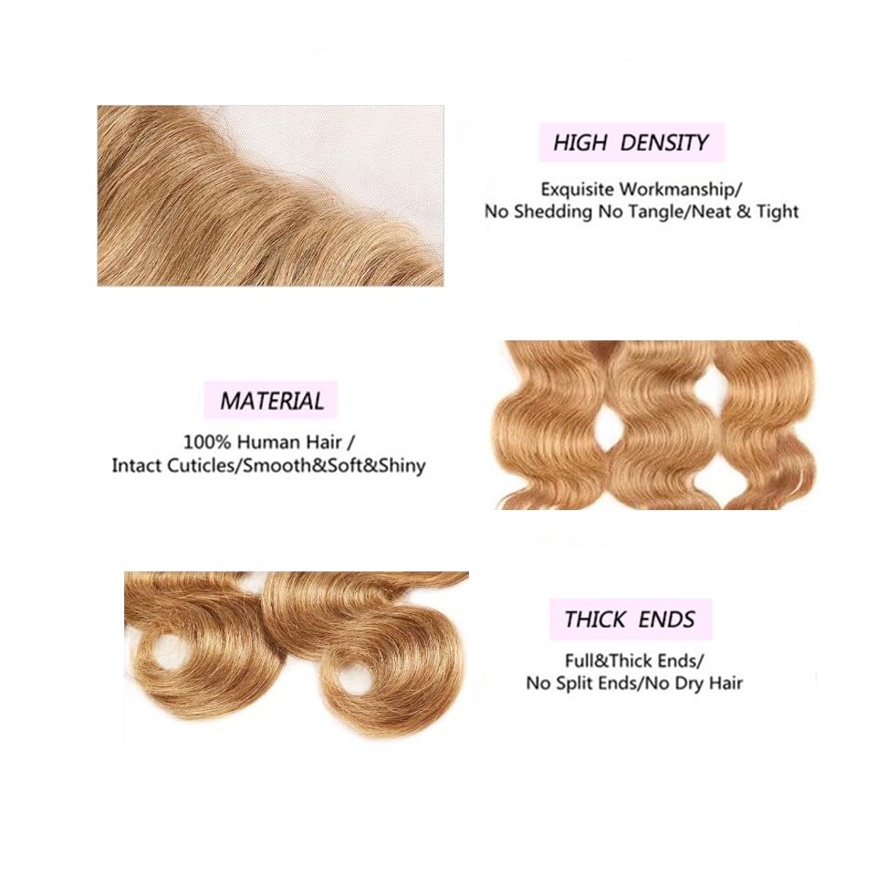 #27 Frontal 13X4 Frontal Human Hair Blonde Frontal 22 Inch Transparent Lace Body Wave Blonde Lace Frontal For Women Pre Plucked With Baby Hair High Density Free Part Brazilian Virgin Human Hair - Image 3