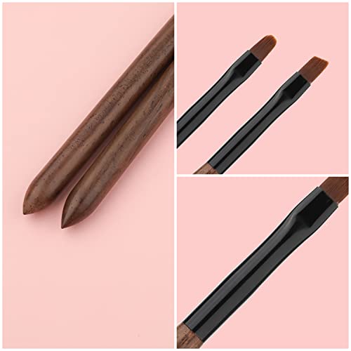 2pcs Nail Art Clean Up Brushes, Nail Polish Remover Brush with Round & Angled Head Sandalwood Handle Nail Cleaning Brush for DIY Design & Polish Mistake Cleaning - Image 4