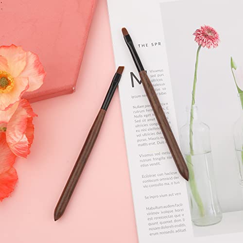 2pcs Nail Art Clean Up Brushes, Nail Polish Remover Brush with Round & Angled Head Sandalwood Handle Nail Cleaning Brush for DIY Design & Polish Mistake Cleaning - Image 3