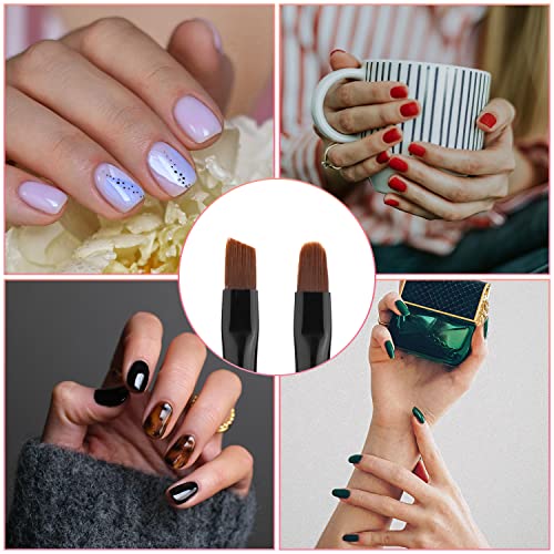 2pcs Nail Art Clean Up Brushes, Nail Polish Remover Brush with Round & Angled Head Sandalwood Handle Nail Cleaning Brush for DIY Design & Polish Mistake Cleaning - Image 7