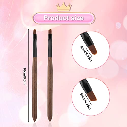 2pcs Nail Art Clean Up Brushes, Nail Polish Remover Brush with Round & Angled Head Sandalwood Handle Nail Cleaning Brush for DIY Design & Polish Mistake Cleaning - Image 2